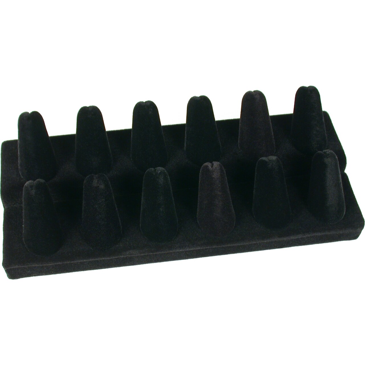 12 Finger Black Velvet Ring Showcase Counter Top Display Jewelry Holder